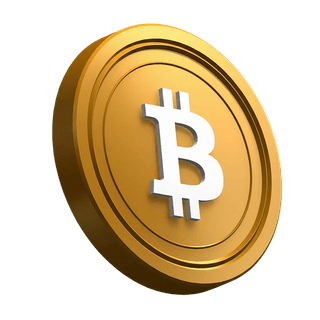 In the hero section design, a tilted Bitcoin (BTC) coin
