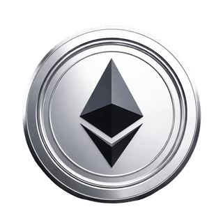 Ethereum (ETH) coin shown in a floating graphic element